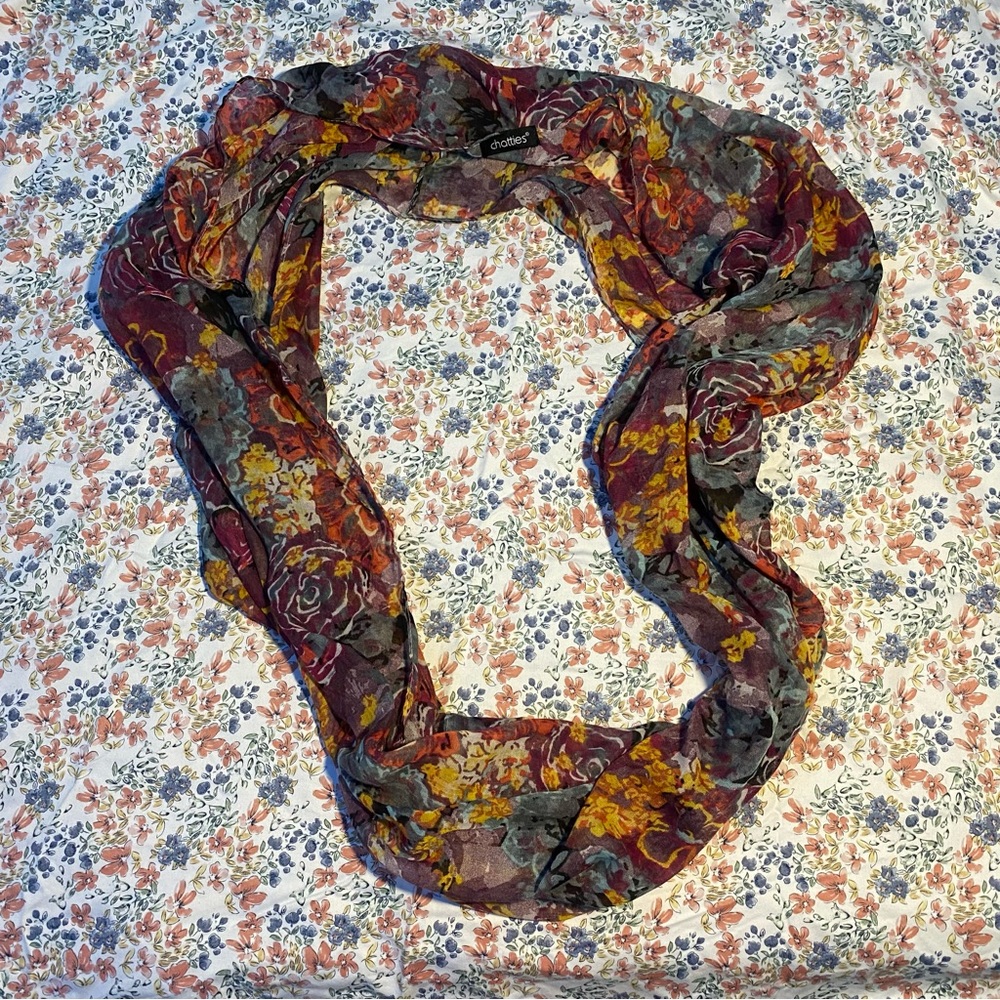 Sheer Floral Chatties Infinity Scarf